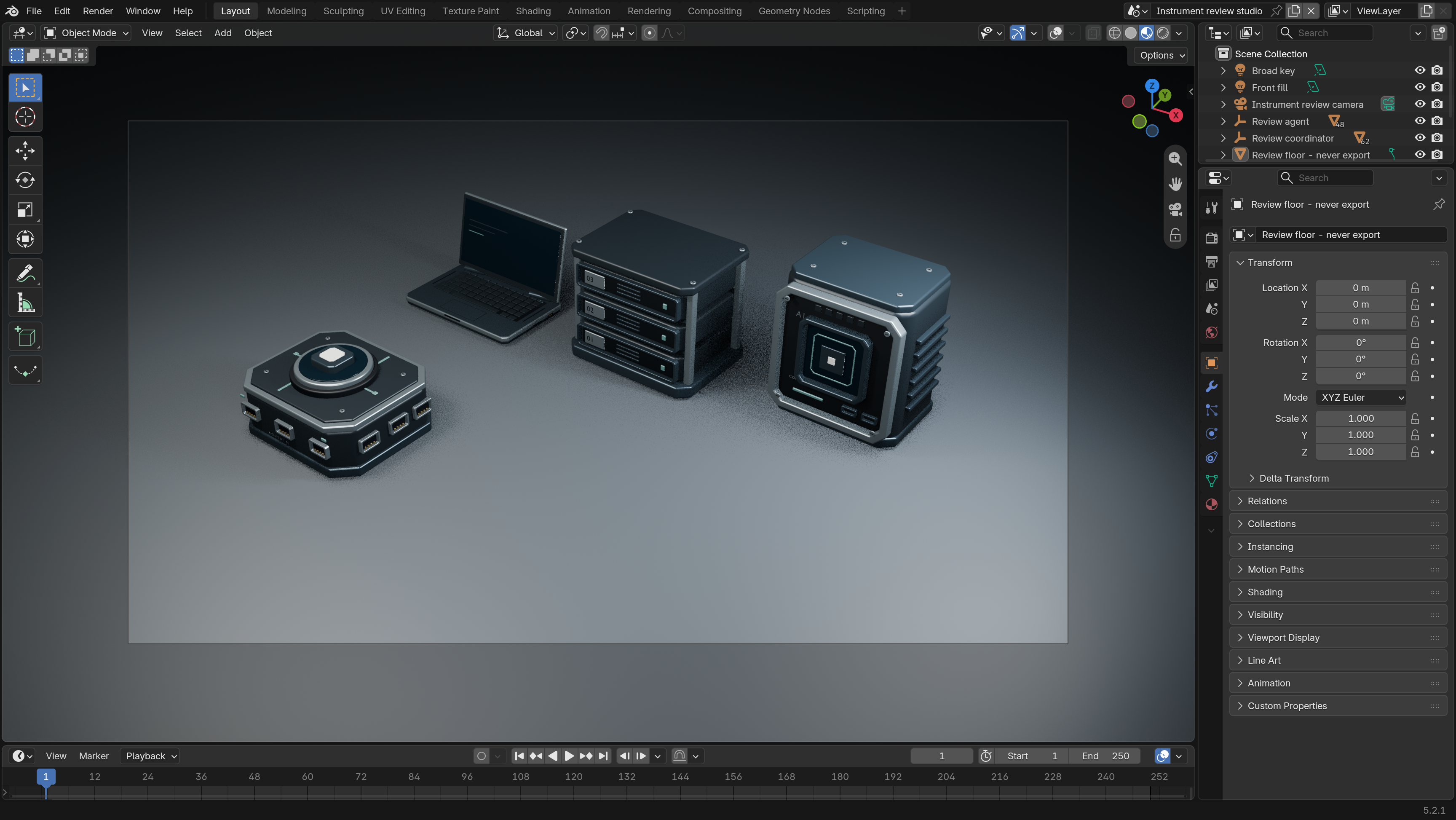 Open laptop with keyboard, hinge and display added to the Blender assembly.