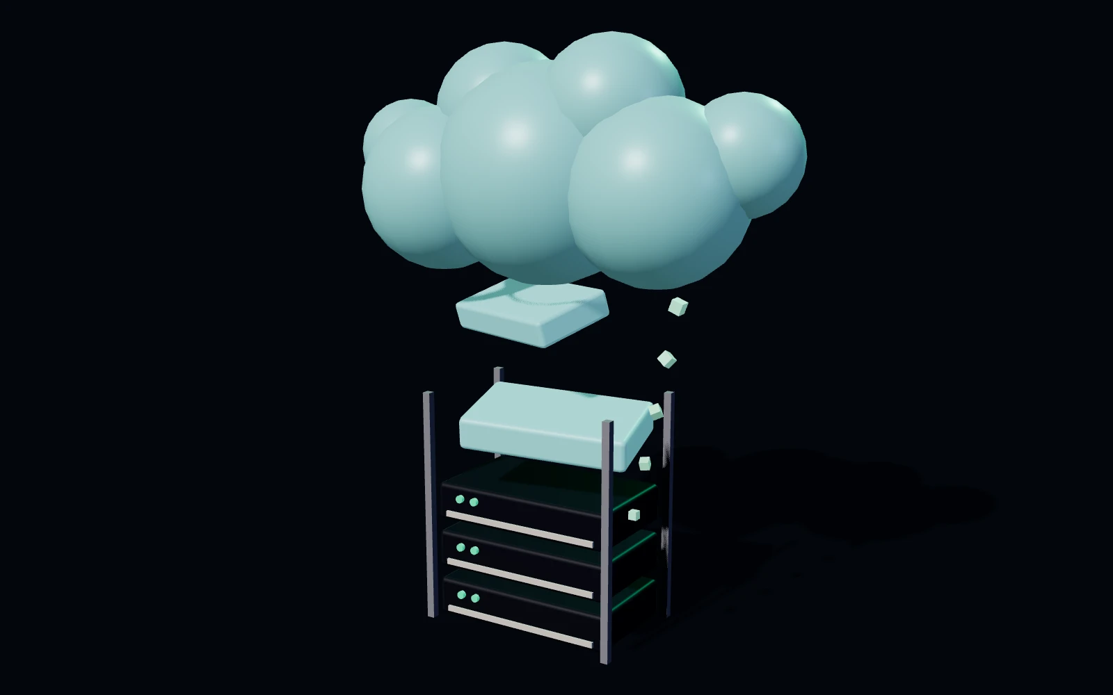 A cloud and server illustration created for the use-case website